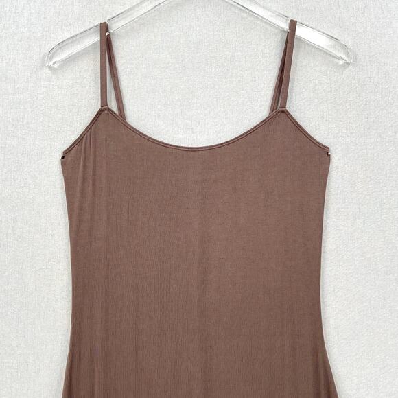 PARADE Perfect Rib Midi Dress Womens M Truffle Brown Spaghetti Strap Scoop Neck - Picture 8 of 16